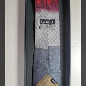 Rafael Rome New York Tri-Tone Gradient Silk Necktie Red Silver Charcoal